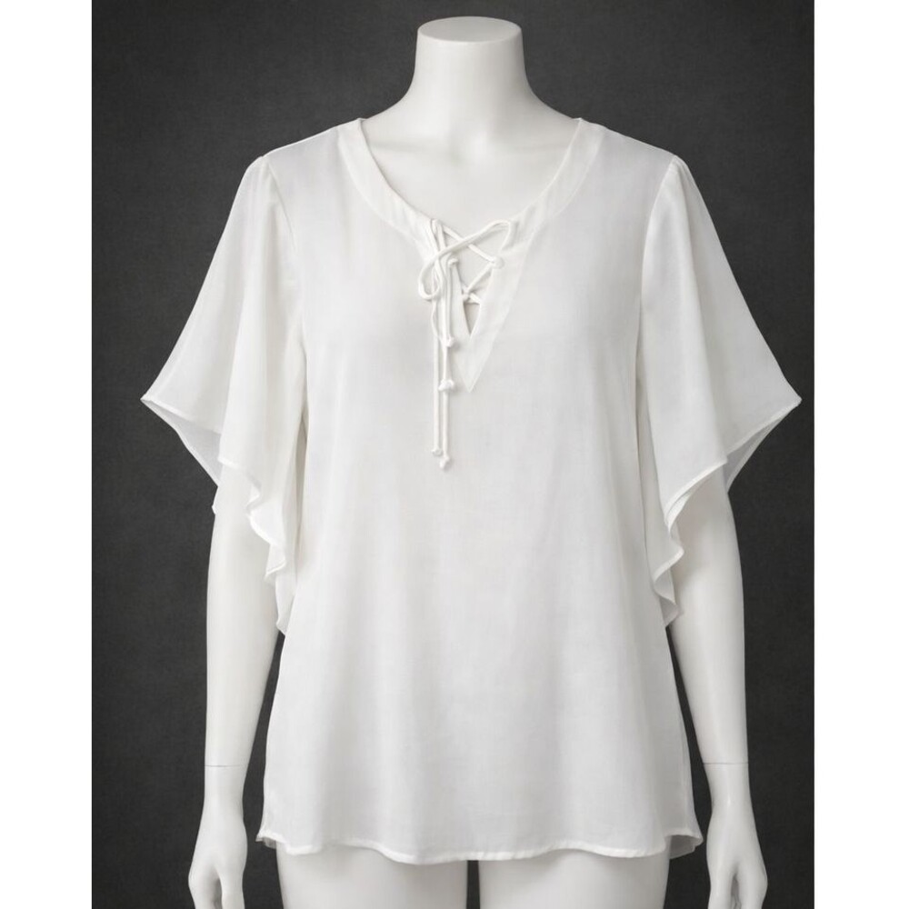Signature Collection Romantic Laceup Fairy Tunic XL Chifon Tulip Sleeve Y2K